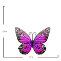 Colorful metal butterfly wall decor in purple and pink gradient, 16x12 cm size guide - Purple