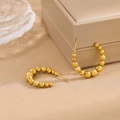 Modern 18K gold-plated U-shaped beaded earrings with polished and frosted metal textures - Gold (With Ear Plugs)