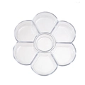 Petal-shaped clear plastic palette with 7 sections for watercolor and acrylic paints - 82g Transparent Flower Palette / 17cm