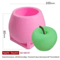 Pink apple silicone mold for DIY candles and cakes with a green apple sample - Apple-Square SX-SW-67