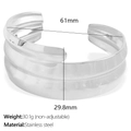 Polished silver stainless steel wide cuff bracelet with 29.8mm width in open C design - Non-adjustable Style / SZ176 Silver