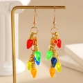 Colorful Christmas tree light bulb earrings with sparkling crystals and gold hooks - 23 KC Gold 8036