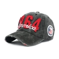 Vintage 1964 charcoal gray washed cotton baseball cap with American flag patch - Black