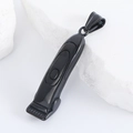 Close-up of black stainless steel barber razor pendant on white stone surface - Black (No Chain)