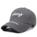 Dark grey baseball cap with white embroidery featuring Rough Beat and lightning bolts - Adjustable / Gray