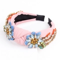 Pink knotted fabric headband decorated with colorful beads and floral sequin patterns - 9# Pink (Floral Embroidery Beads)