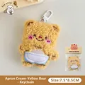 Llavero de oso de peluche crema con delantal púrpura, 7,5x8,5 cm con embalaje incluido - 4# Llavero de Oso Amarillo Crema con Bufanda