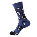 Vintage paisley pattern crew socks in blue and black cotton blend for men - 1096-Blue Paisley