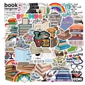 50pcs Cartoon Reading and Book Themed Waterproof Stickers for Laptop and Journals - HT075 (Warm Reading-Library Style)