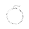 Detail of silver paperclip chain bracelet with lobster clasp and extension link - Silver Bracelet