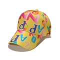 Vibrant yellow baseball cap with colorful letter prints and cute donut patterns - M(56-60cm) / Yellow