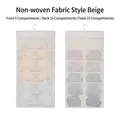 Beige double-sided hanging organizer with 15 mesh pockets for bras and underwear storage - Non-woven Style 15 Grids (Front 5 + Back 10) / Beige