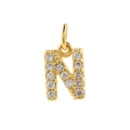 Gold plated letter N pendant necklace with shimmering cubic zirconia stones inlay - Letter N Pendant / Gold