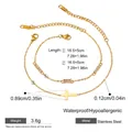 Bracciale a doppio strato in acciaio inossidabile dorato con croce e zirconi - Stile Zircone Rettangolare Bianco (JDB2410027-4)