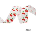 22mm wit ripsband met rood kersenpatroon voor DIY-haarstrikken en cadeauverpakkingen - 10 Yards/Rol (Ongeveer 9,1 m) / A7-Witte Basis Rode Kers (22mm Breed)