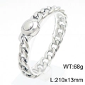 Silver cuban chain bracelet for men in stainless steel with CNC crystal ring clasp - Model A Steel (KB169911-Z)