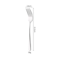 Polished 304 stainless steel dinner fork 21.3cm in silver with weight and size details - Elegant No.1 Fork