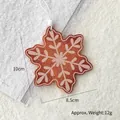 Gingerbread style snowflake wooden pendant with white bead and hanging rope - 10cm Snowflake D