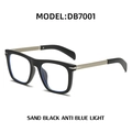 Occhiali quadrati DB7001 nero opaco con lenti anti-luce blu e finiture in argento - C2-1/Nero Sabbia/Anti-Luce Blu Chiaro / Nero Sabbia Anti-Luce Blu