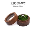 Round wooden ring box with glass window and green moss lining for wedding rings - Window Lid - Moss Lining / No Engraving