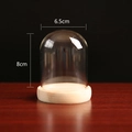 Mini cloche en verre pour fleur éternelle avec socle en bois, taille 6.5cm x 8cm - 6.5x8cm Base Plate en Bois Brut