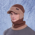 Set cappello in maglia e scaldacollo invernale beige e caffè con protezione per orecchie - Caffè (9635)