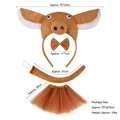 Brown pig costume set for kids including headband, bowtie, tail, and tutu skirt - 3D Brown Pig 4-Piece Set (Headband+Bowtie+Tail+Tutu Skirt)