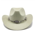 Détail d'un chapeau de cow-boy en suédine avec ruban tressé et ornements en argent - M(56-59CM) / Vert Menthe (Suède)