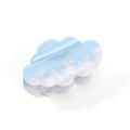 Pince à cheveux nuage bleu et blanc avec motif goutte de pluie sur fond blanc uni - Nuage Goutte de Pluie 8cm
