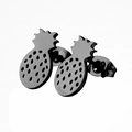 Minimalist black pineapple stud earrings in hollow metal design for women and girls - 103 Pineapple - Black