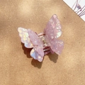 Iridescent purple 3D butterfly hair claw clip with holographic resin wings for women - Pointed Wing Iridescent Purple