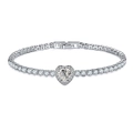 Sparkling heart-shaped cubic zirconia tennis bracelet in a silver-plated finish for women - Heart/Silver/Pink Zirconia