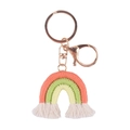 Portachiavi arcobaleno fatto a mano in corallo, verde e beige con chiusura a moschettone - Verde