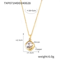 Golden copper necklace with square zircon pendant and adjustable chain measurements - Square Cushion (TXP071) / Gold White Zircon Necklace