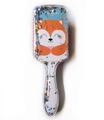 Cartoon fox print hairbrush with blue and gold butterfly sequins in transparent plastic - Blue Heart Fox - Sequins