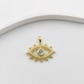 Gold-plated Evil Eye pendant with transparent zircon and beaded details on white base - Eye Evil Eye FD0023