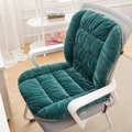 Deep green heated office chair cushion with plush fleece backrest and ribbed texture - Dark Green