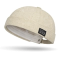 Gorro miki beige de pana con etiqueta tejida negra y correa ajustable de metal - Ajustable / Beige