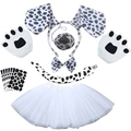 Dalmatian 7-piece costume set with ears headband, tutu skirt, gloves and tail for Halloween - Dalmatian 8-Piece Set (Full Accessories)