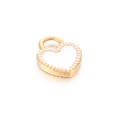 Ciondolo a cuore dorato con smalto bianco e bordo strutturato per creare gioielli - Colore Oro Cuore Bianco Stile B (KLJ8374-Z)