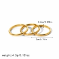 Set di tre anelli in acciaio inossidabile dorato con finiture lucide e opache da donna - Set da 3 Pezzi in Oro Satinato Lucido (TR4046-6)