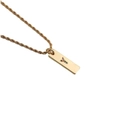 Detail view of a gold rectangular pendant with colorful zircon letter Y on a twist chain - Letter Y + 60CM Twist Chain
