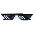 Thug Life style black pixel sunglasses with iconic white pixel dots for parties - Double Row Black Mosaic
