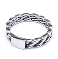 Vintage Celtic Norse silver steel ring with woven rope pattern and rectangular flat top - US 12 / Woven Rope Style (20107)