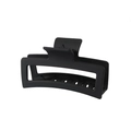 Matte black 13cm rectangular hair claw clip with hollow design on white background - #6 Black - 13cm / Bulk (No Packaging)
