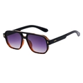 Lunettes aviateur rétro à double pont avec monture ambre noire et verres dégradés violets - Monture Léopard Noire Verres Dégradés Gris