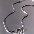 Sparkling circle pendant necklace with silver popcorn chain for a modern luxury aesthetic - High-end Sparkling Ring Necklace 42+5cm