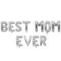 Set palloncini in alluminio argento BEST MOM EVER per decorazione festa della mamma - Sottile / Argento