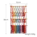 Three-layer rainbow cotton rope wall shelf for doll storage and nursery wall decoration - 52×86cm / Colorful