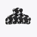 Retro black hair claw clip with classic white cowboy boot pattern for women - Black Cowboy Boot Pattern Claw